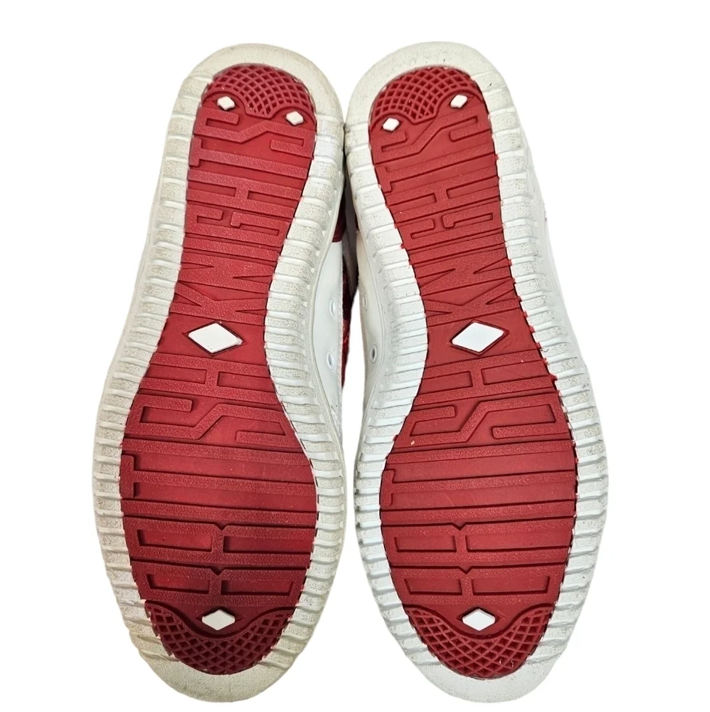 Vintage 80s British Knights Red & White Quilted Leather Sneakers 6.5 Women's‎